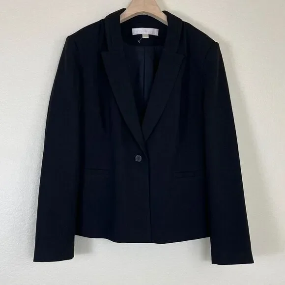 Boston Proper Women's Size 18 Jet Black Beyond Travel Classic Boyfriend Blazer - Picture 1 of 14